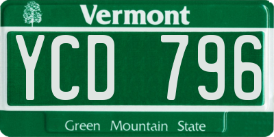 VT license plate YCD796