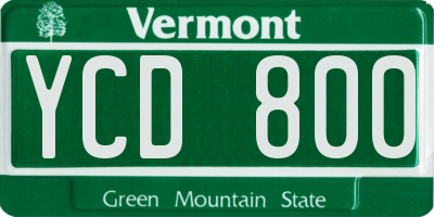 VT license plate YCD800