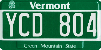 VT license plate YCD804