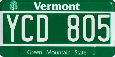 VT license plate YCD805
