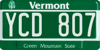 VT license plate YCD807