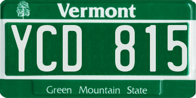 VT license plate YCD815