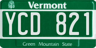 VT license plate YCD821