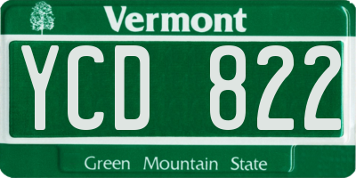 VT license plate YCD822