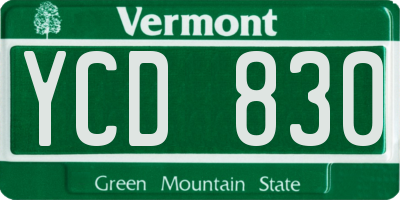 VT license plate YCD830