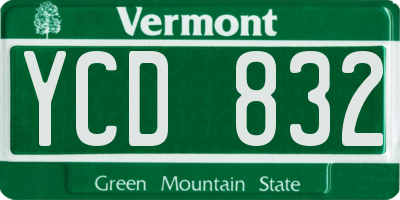 VT license plate YCD832
