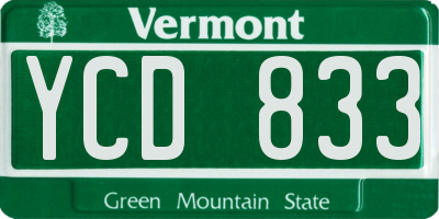 VT license plate YCD833