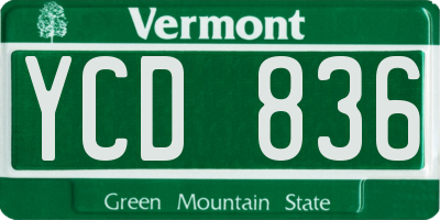 VT license plate YCD836