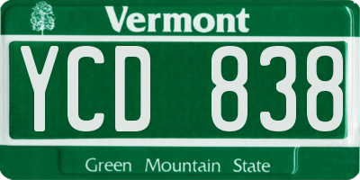 VT license plate YCD838