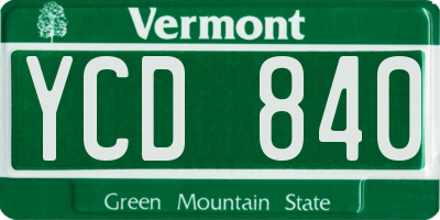 VT license plate YCD840
