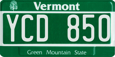 VT license plate YCD850