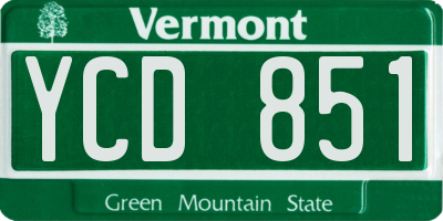 VT license plate YCD851