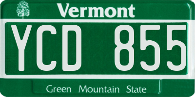 VT license plate YCD855