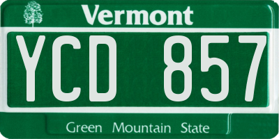 VT license plate YCD857