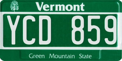 VT license plate YCD859