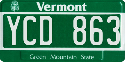 VT license plate YCD863