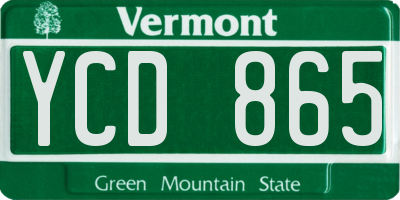 VT license plate YCD865