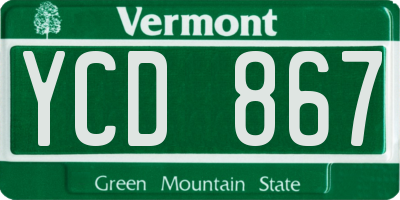 VT license plate YCD867