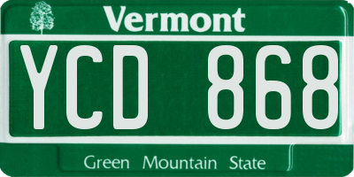 VT license plate YCD868