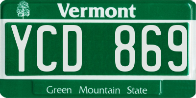 VT license plate YCD869