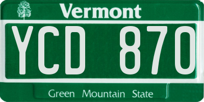 VT license plate YCD870