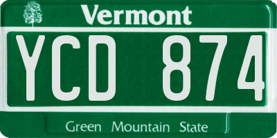 VT license plate YCD874