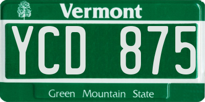 VT license plate YCD875
