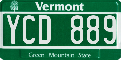 VT license plate YCD889