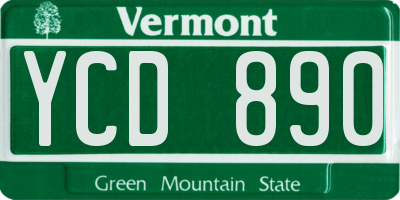 VT license plate YCD890