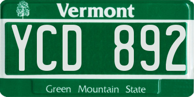 VT license plate YCD892