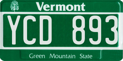 VT license plate YCD893