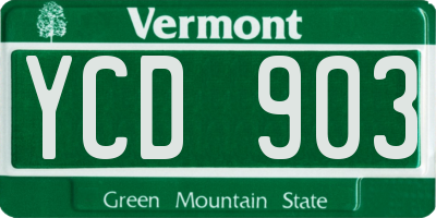 VT license plate YCD903