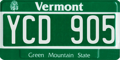 VT license plate YCD905