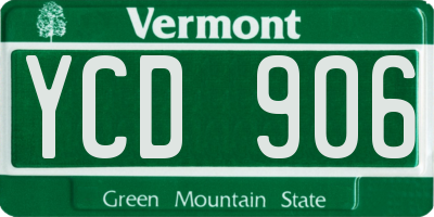 VT license plate YCD906