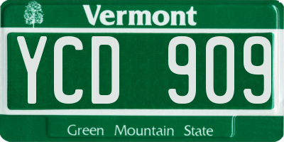 VT license plate YCD909