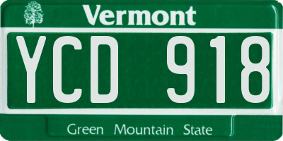 VT license plate YCD918