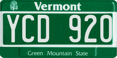 VT license plate YCD920