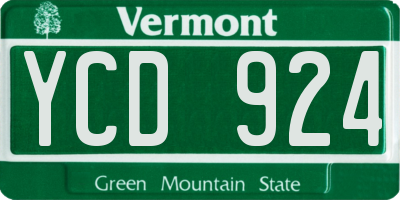 VT license plate YCD924