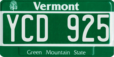 VT license plate YCD925