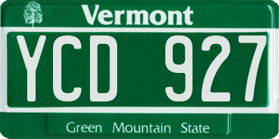 VT license plate YCD927