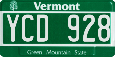 VT license plate YCD928
