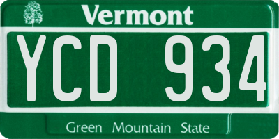 VT license plate YCD934