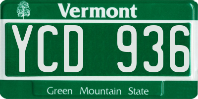 VT license plate YCD936