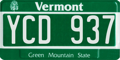 VT license plate YCD937