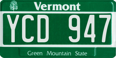 VT license plate YCD947