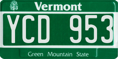 VT license plate YCD953