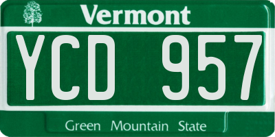 VT license plate YCD957