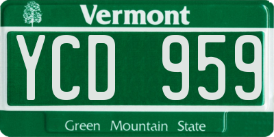 VT license plate YCD959