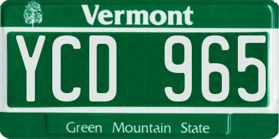 VT license plate YCD965