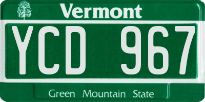 VT license plate YCD967